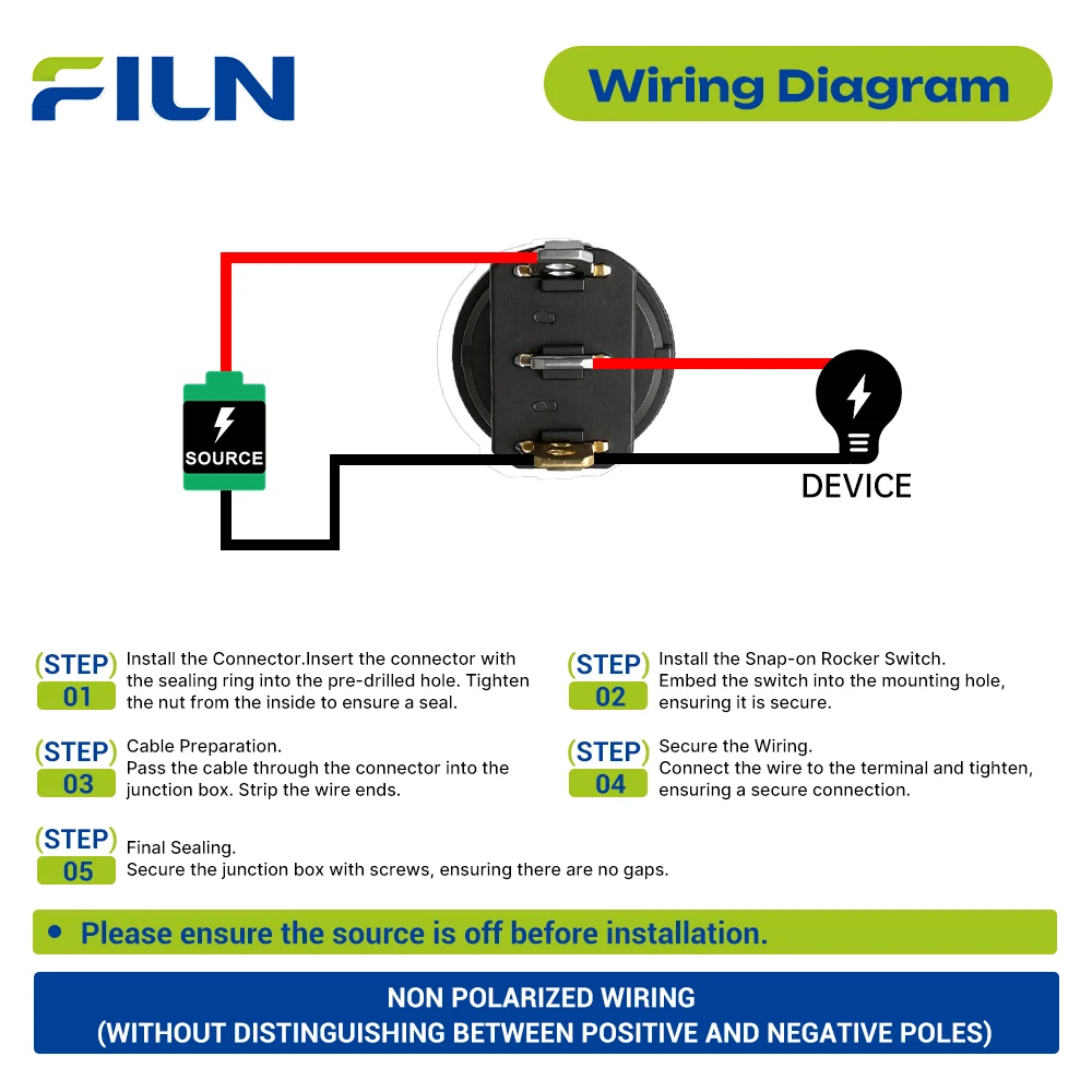 FILN Wasserdichte Anschlussdose Wippschalter IP65 Aufputzmontage 6A 12V 24V 110V 220V EIN/AUS-Schalter für Außenbereich, Boot, Industrie – Detail 3