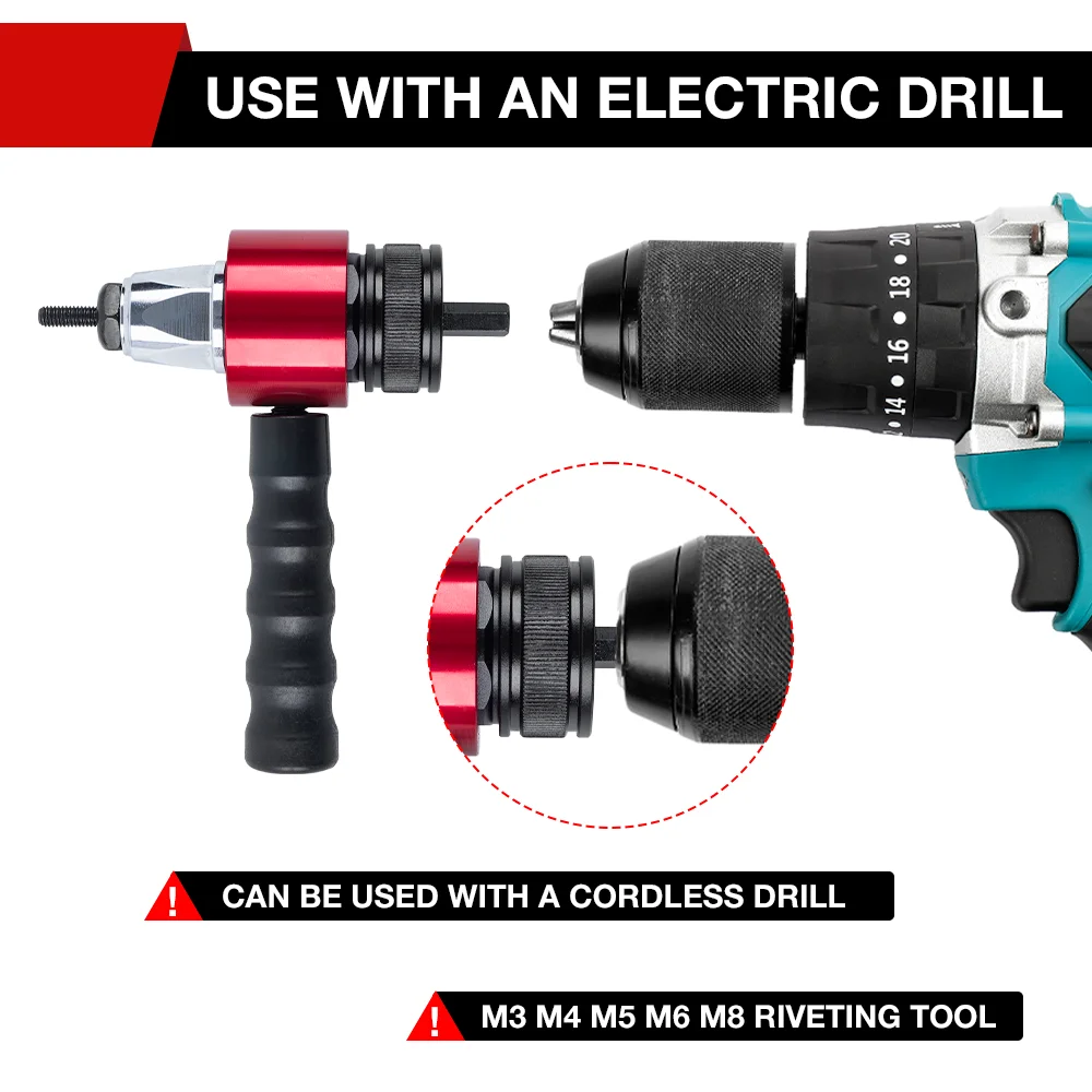 Rivet Gun M3 M4 M5 M6 M8, Household Electric Rivet Nut Gun Converter, Industrial Grade Nut Riveting Tool, Fast Nut Riveting Tool