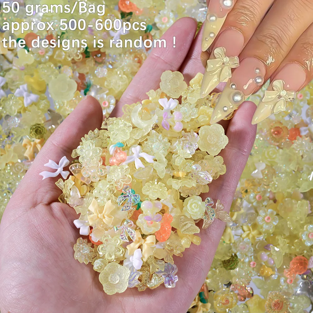 50 gr/beutel 3D Zufällig Gemischte Schleife/Blume Nail art Charms Schmetterling, Band Y2K Nail art Dekorationen DIY Handwerk Maniküre Zubehör & # 1