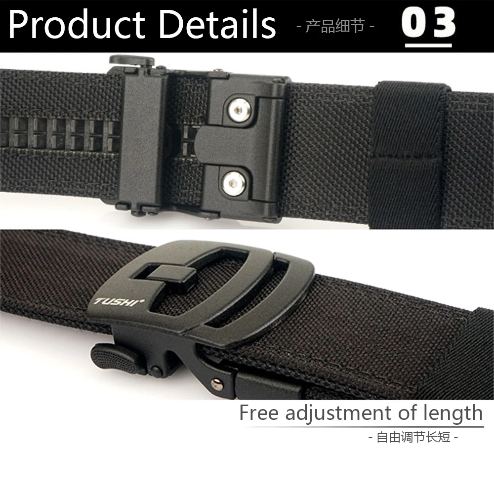 Tushi neuer militärischer neuer Gürtel für Männer robuste Nylon Metall automatische Schnalle Polizei Waffen gürtel taktische Outdoor-Gürtel ipsc Zubehör – Detail 8