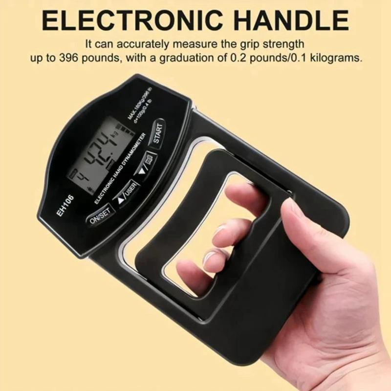 Grip Strength Tester,396Lbs/180Kg Digital Hand Dynamometer Grip Strength Meter USB LCD Screen Hand Grip Dynamometer