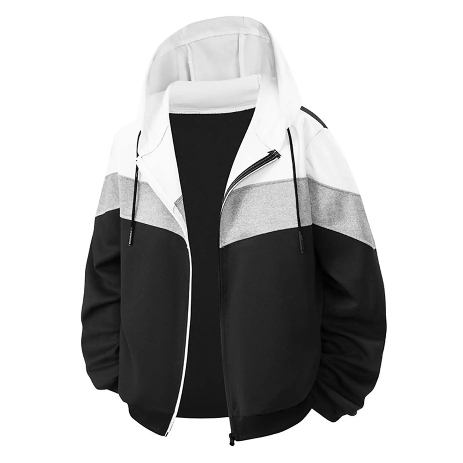 

Men's Hoodie Zipper Patchwork Hoodie Sweatshirt Sport Outdoor Casual Everyday Hoodie Slim Fit Sweatshirt Normal Length Loose Fit