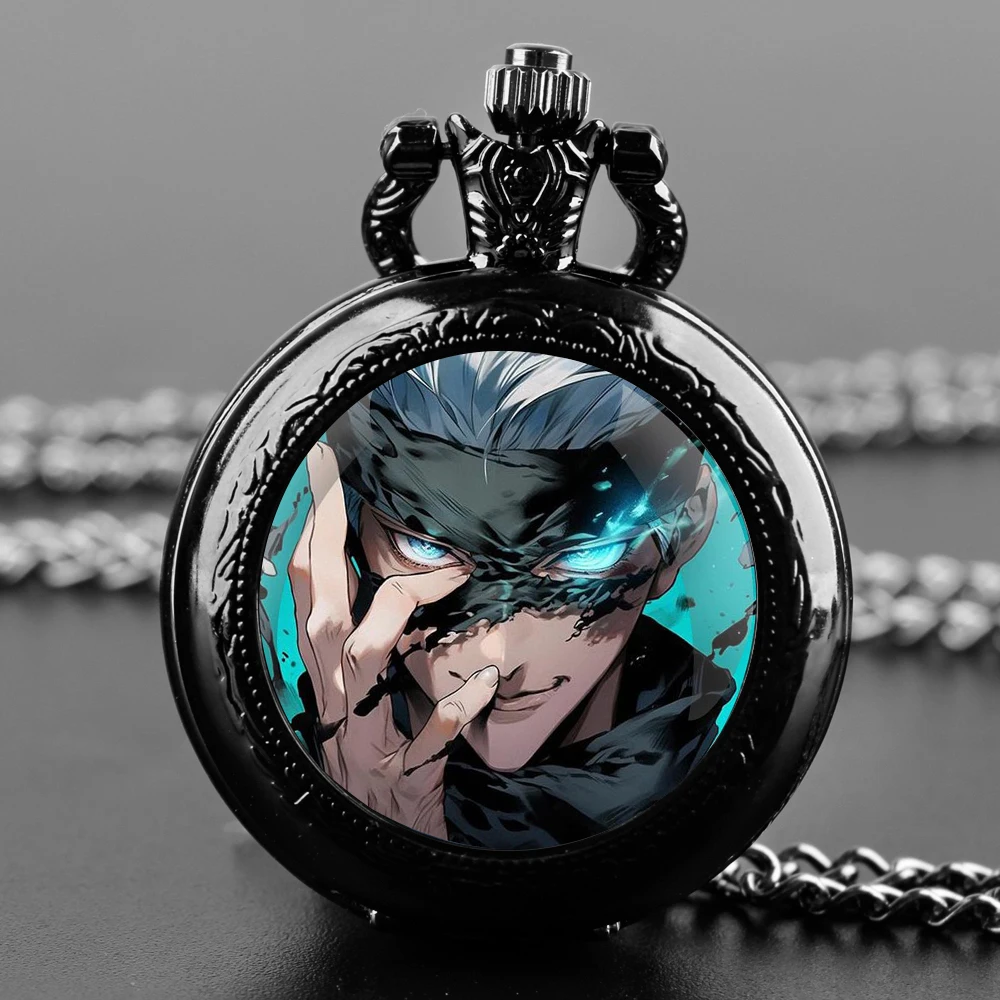 Jujutsu Kaisen Pocket Watch Elegant Exquisite Reteo Black Creative Design Quartz Pocket Watches for Women Men Children