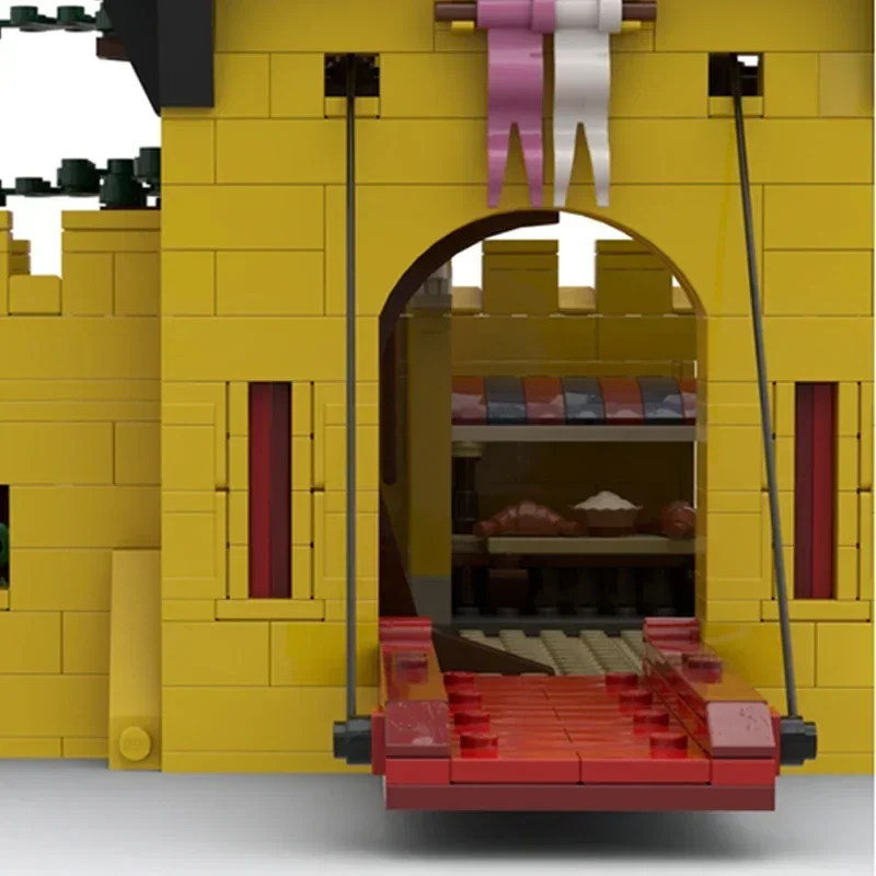 MOC-Clássico Castelo Amarelo Edifício Tijolos, Modelo Modular, Bloco De Tecnologia, Cidade Street View Blocos, Montagem De Brinquedos, Presente De Férias