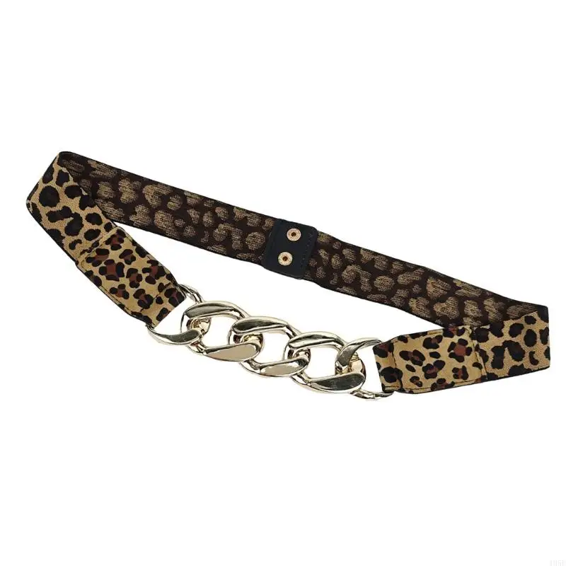 195e cintura elástica retro para mujeres estampado leopardo elegante cinturón silvestre