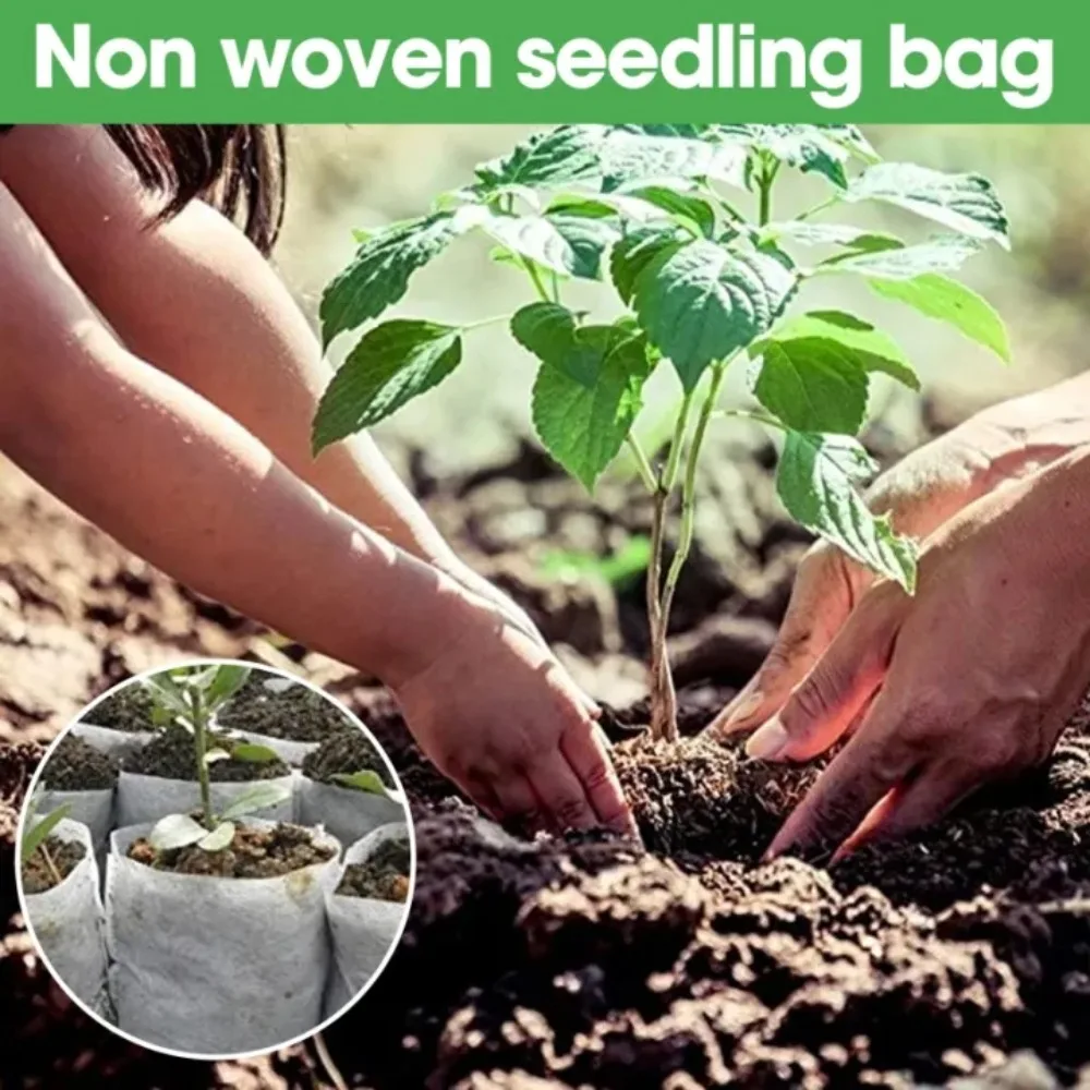 500/100pc Biodegradable Nursery Bag Non-Woven Plant Nursery Bag for Vegetable Transplant Flower Seed Breeding Home Garden Supply