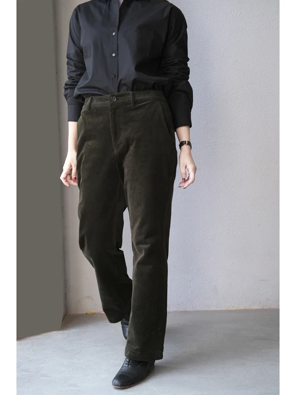 

Comfortable High Waist Corduroy Striped Straight Leg Pants Women's Casual High Waist Straight Leg Trousers Spring 2026