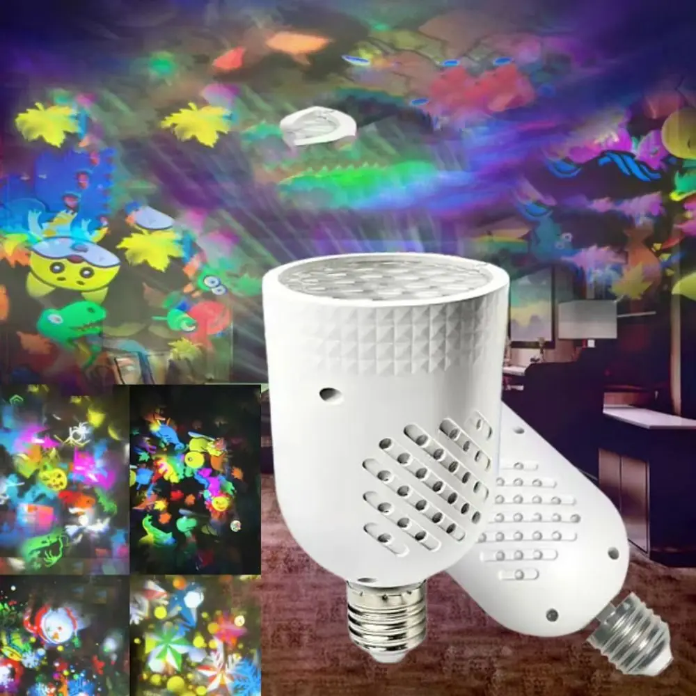 

E27 Base LED Lamp Spotlight Bulb Warm White Seven-Color Changing Seven-Color Rotating Bulb Stage Effect Rotating Colors