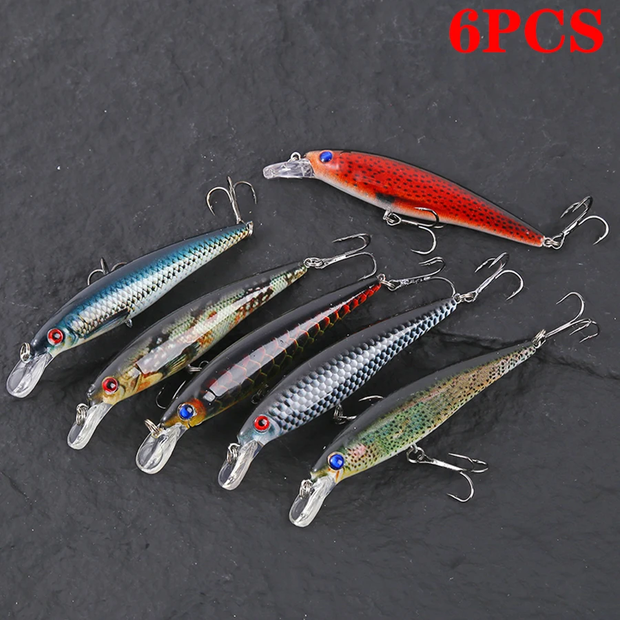 6 uds cebo duro Wobblers artificiales para Lucio Trolling ojos 3d pez Swimbait Jerkbait Minnow Crankbaits juego de Señuelos de Pesca aparejos - imagen 3