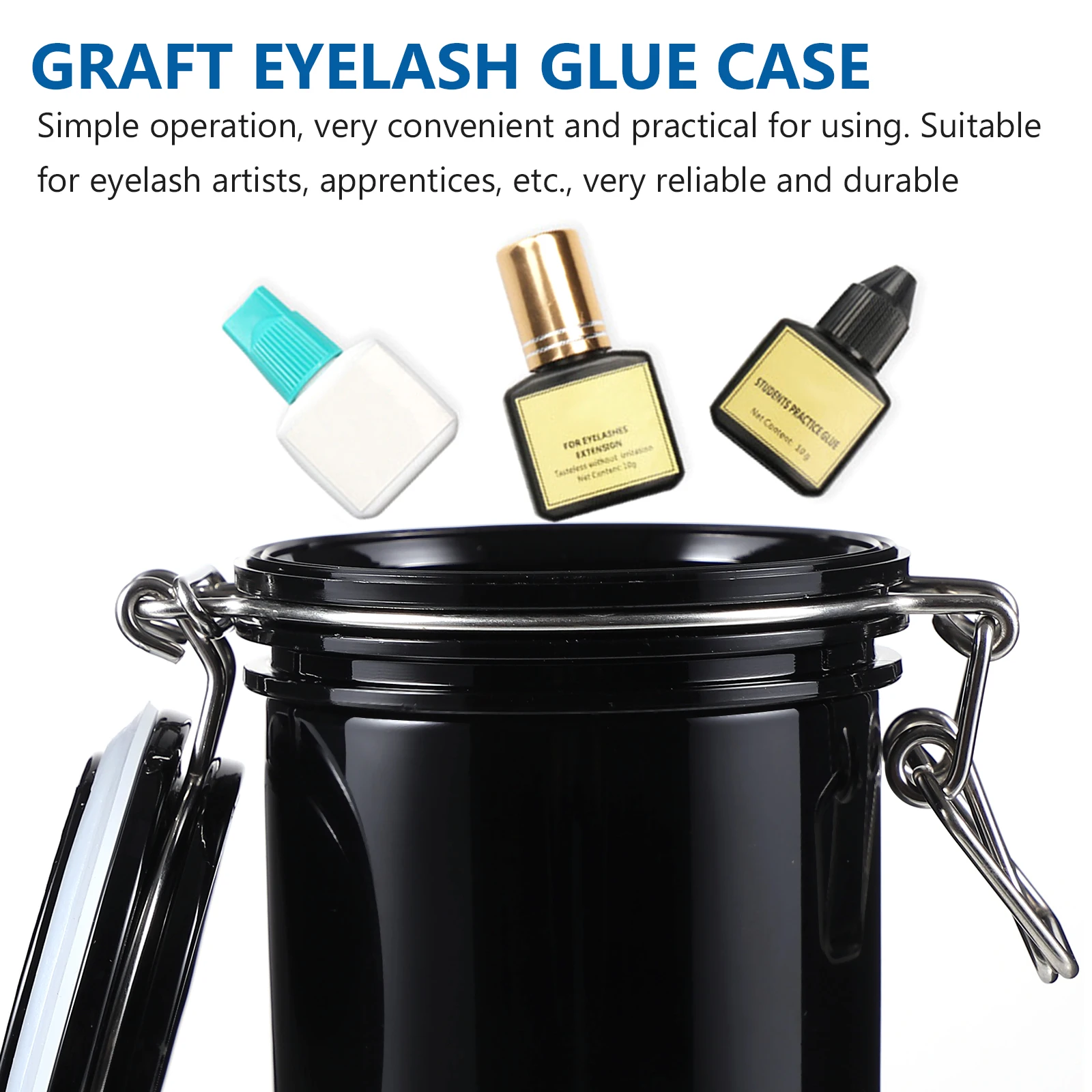 

3Pcs Eyelash Extension Glue Box Stainless Steel Circular Curved Holes Design -Lasting Use for Professionals