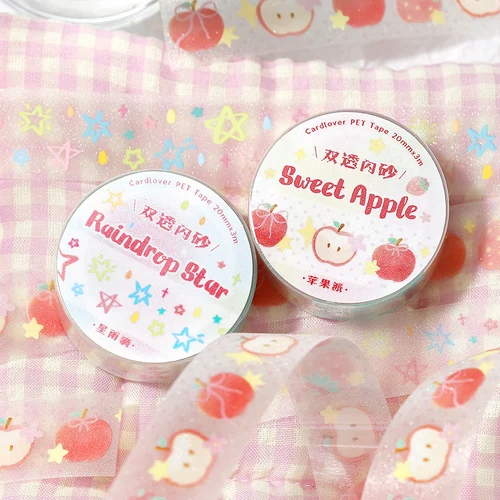 Imagen 2 del producto 3m/rollo Kawaii coreano INS hierba de la suerte arena brillante cinta adhesiva para mascotas DIY decoración para álbum de recortes diario papelería estética