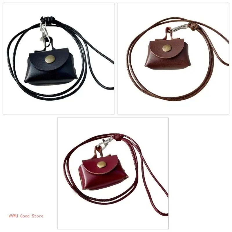 Compact Leather Coin Necklace Fashionable Bag Ladies Accessories