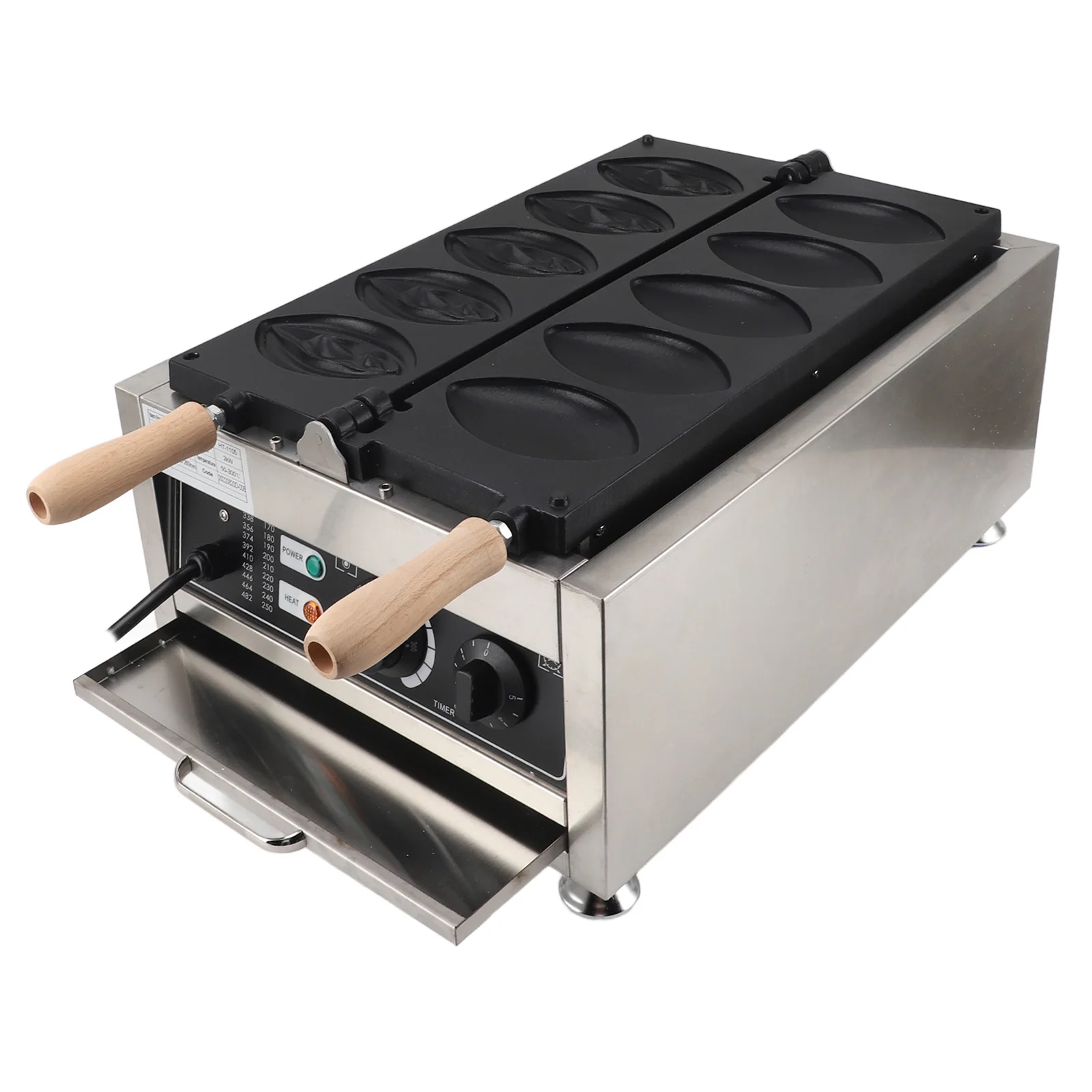 ماكينة صنع الوافل بمقبض مضاد للحرق ، طلاء غير لاصق ، كهربائي ، فولاذ مقاوم للصدأ ، خشب مركب ، حفلات