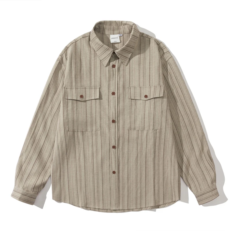 Cityboy Loose Casual Long Sleeve Stripe Shirts Men Oversize Japanese Korean Streetwear Fashion Spring Autumn Shirts