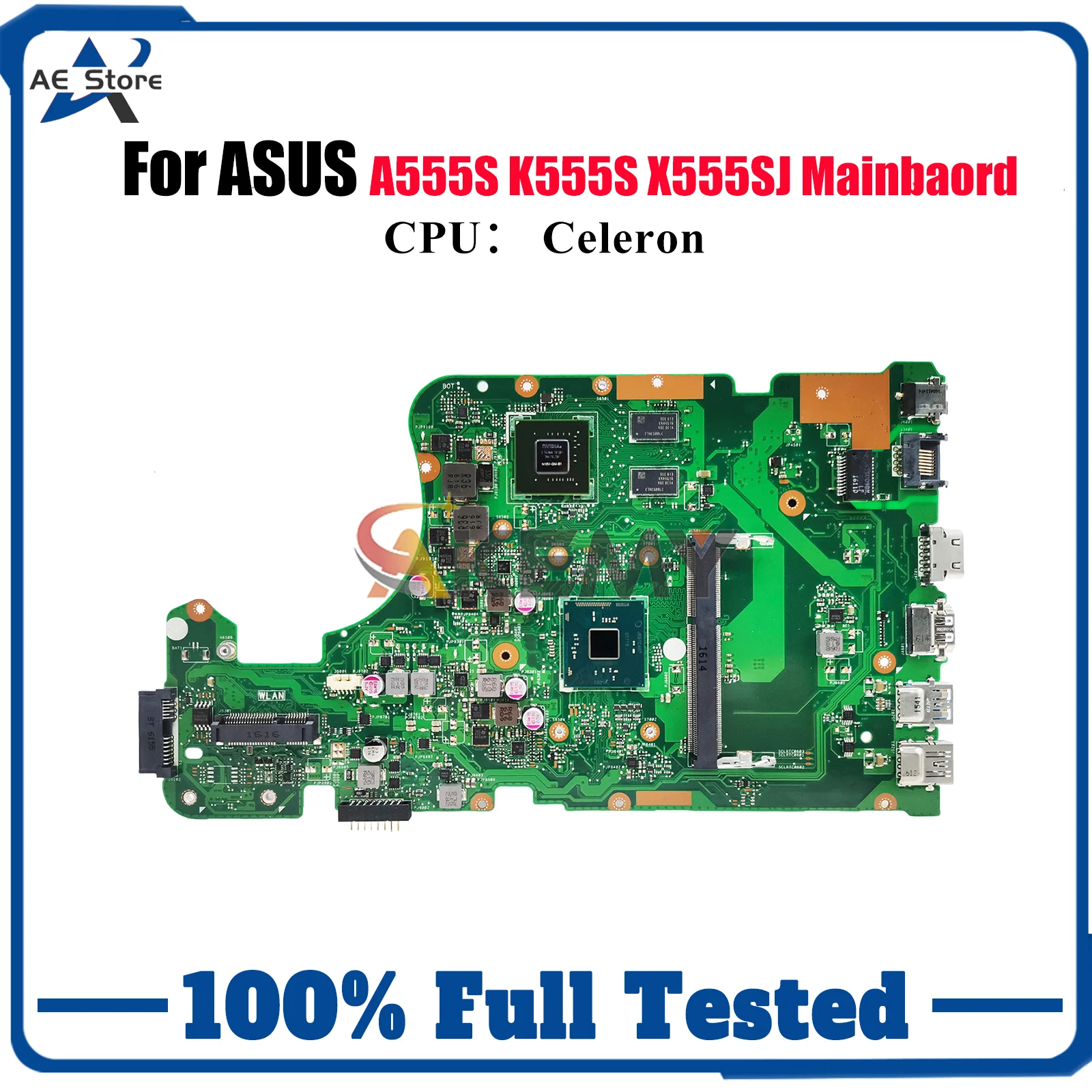 

X555SJ Laptop Motherboard For ASUS VivoBook X555SJ X555S A555S K555S Notebook Mainboard With Celeron CPU 100% tests OK fast ship