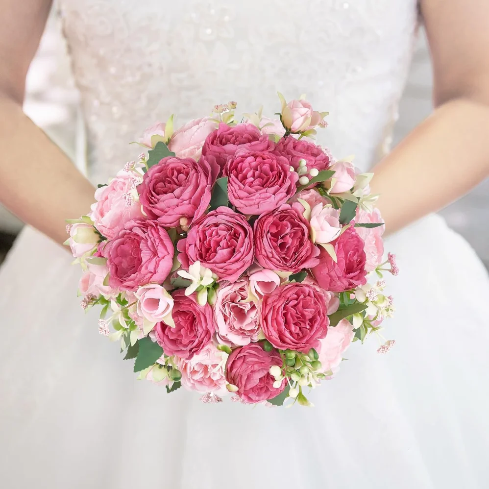 Pink Silk Peony Bouquet 5