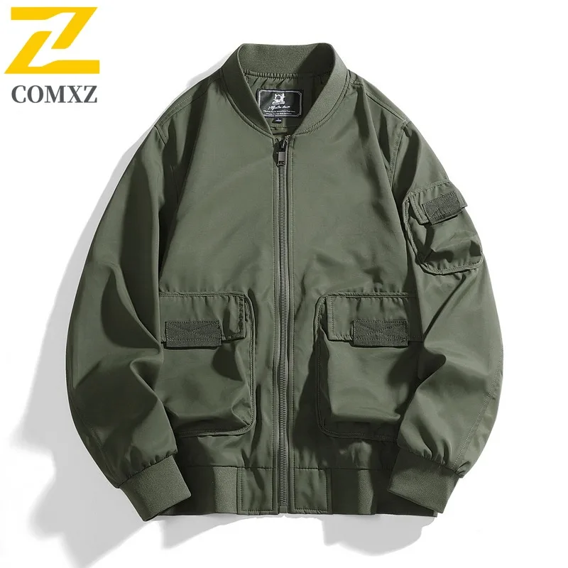 

COMXZ Autumn Winter New Big Size Men Jacket Spring Autumn Stand Collar Casual Plus Size Mens Thin Coat lightweight windbreaker