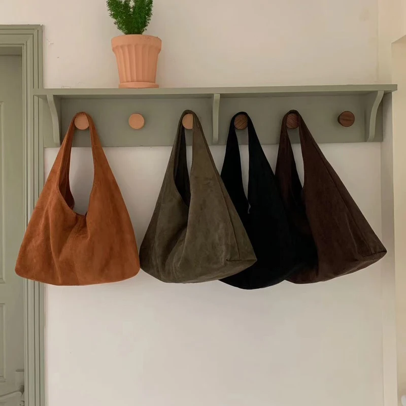 vintage faux suede hobos damskie torby na ramię duża pojemność torba na ramię retro trend jesień duże torebki na zakupy torebki 2024