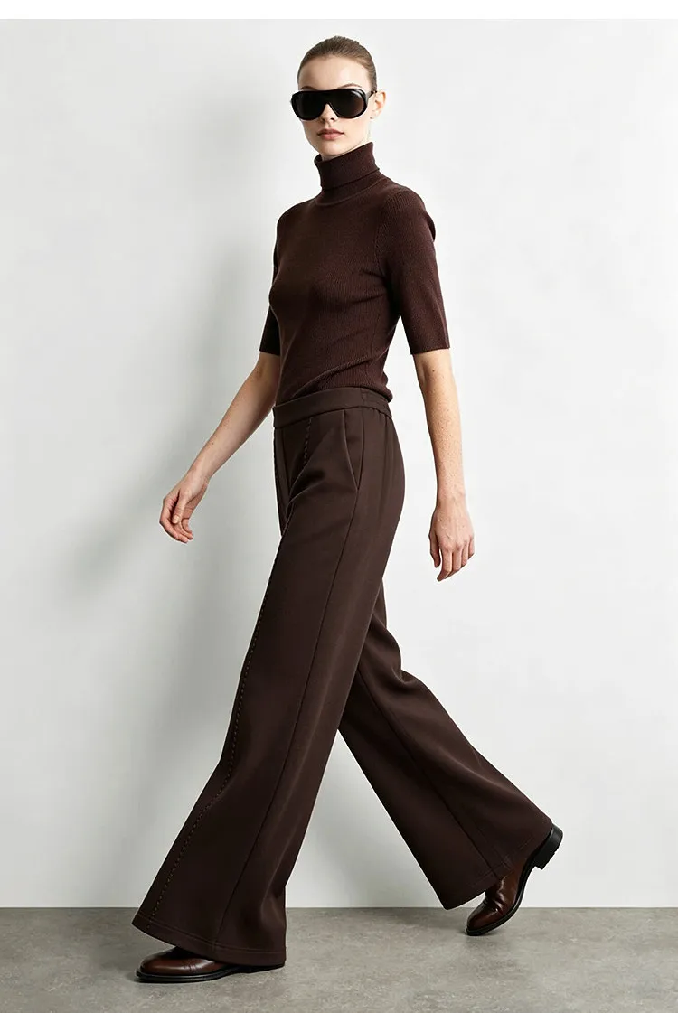 Amii Bootcut Pants Women Slimming Casual Minimalist Stretch Fit Long Trousers 2026 Autumn Embroidered Female Clothing 12613030