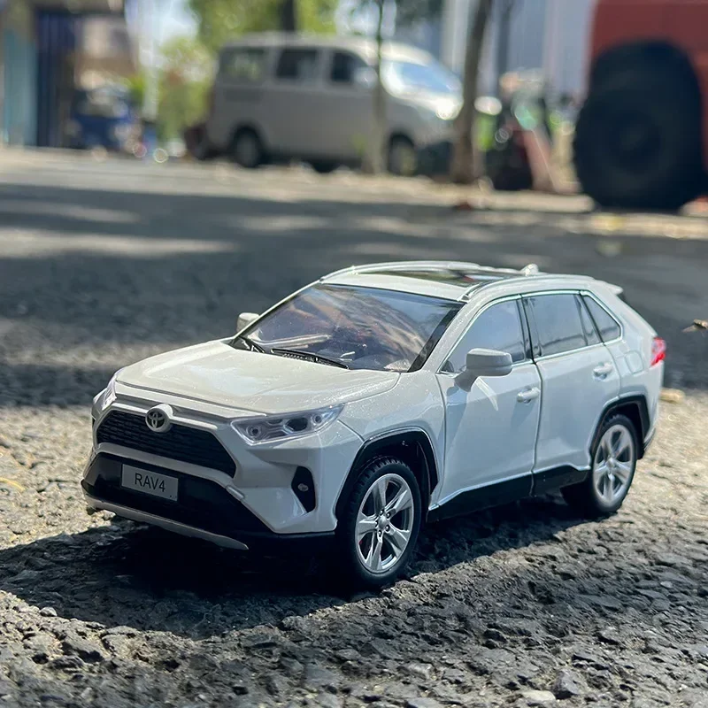 Коллекционная игрушка в масштабе 1:24 для Toyota RAV4 SUV из сплава, модель автомобиля со звуком и фотографией, коллекционная игрушка, подарок на день рождения