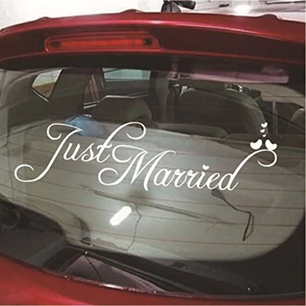 Just Married Wedding Sticker Decal Car Auto Window Sticker Vinyl Party Decor Waterproof