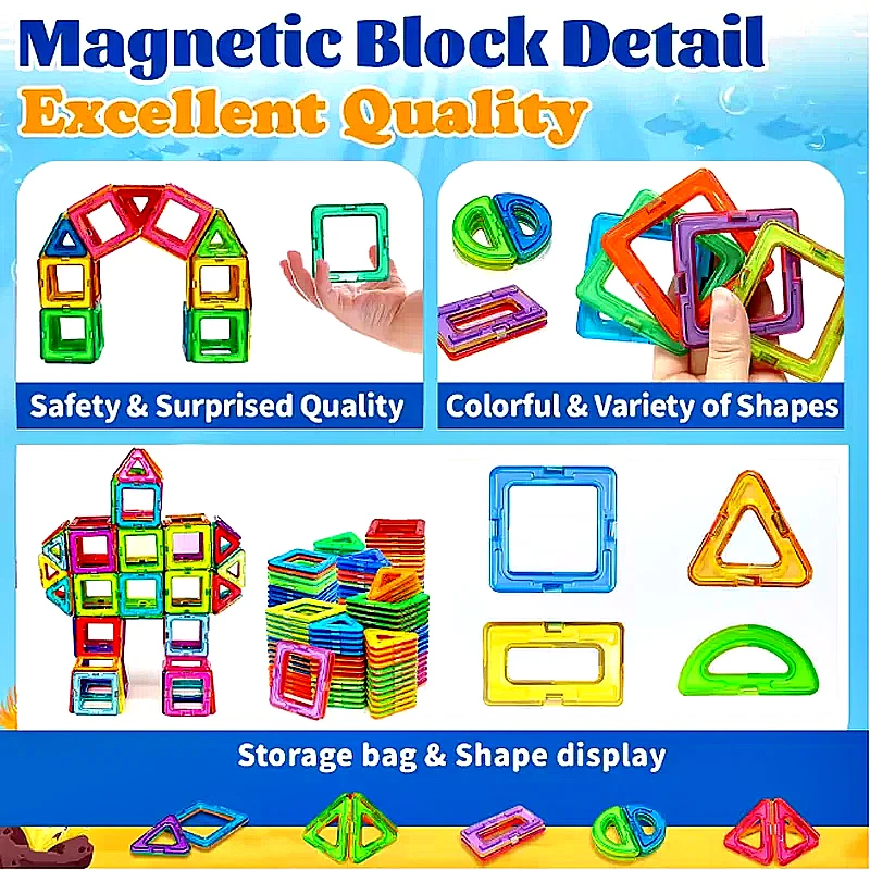 ของเล่นแม่เหล็กขนาดใหญ่ ชุดตัวต่อแม่เหล็ก DIY ของเล่นเสริมสร้างพัฒนาการสำหรับเด็ก ของเล่น STEM ของเล่นเสริมทักษะการเรียนรู้