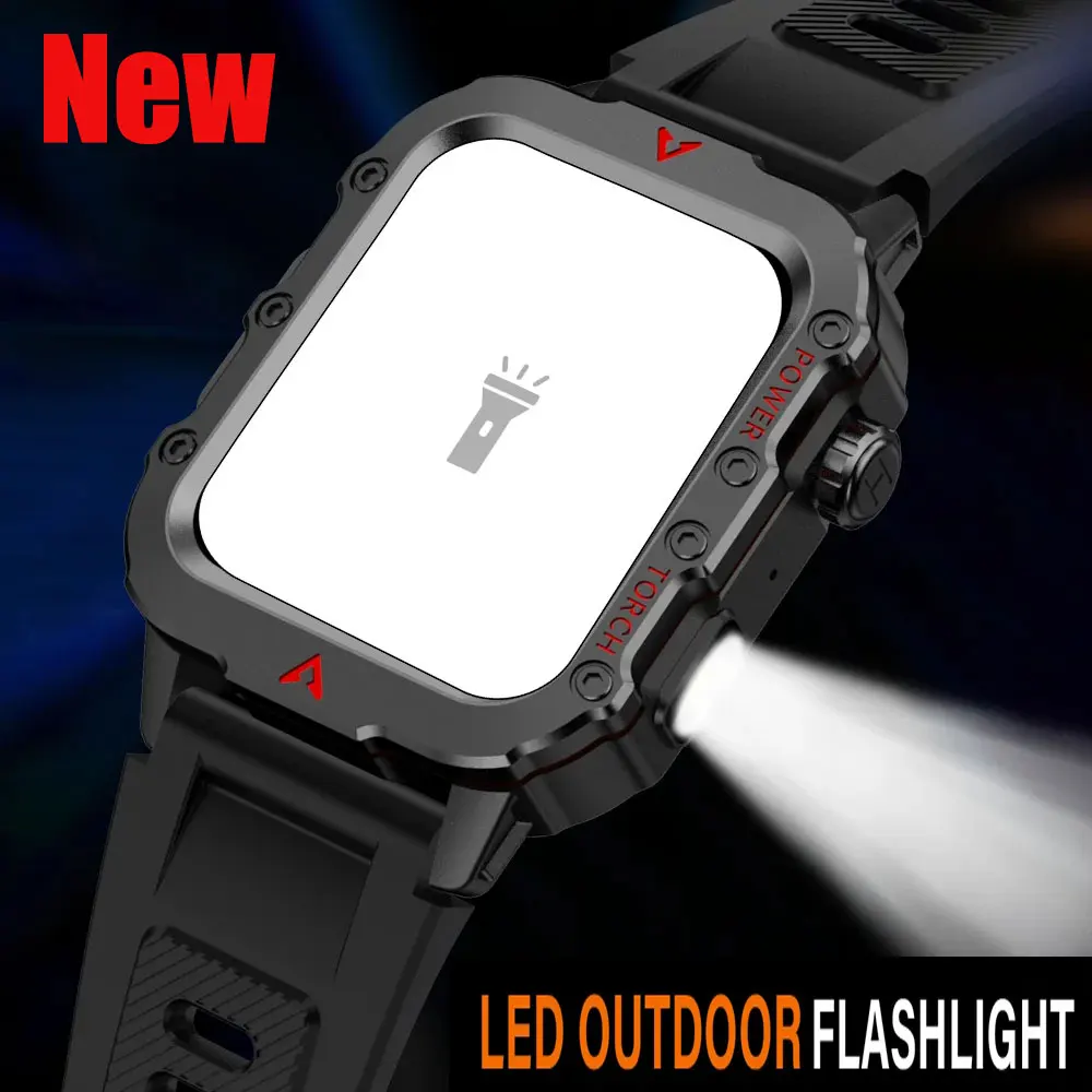 Multi Sport LED Flashlight Outdoor Men Smart Watch 1.71‘’ Bluetooth Talking Sports Smart Watch for xiaomi huawei apple samsung