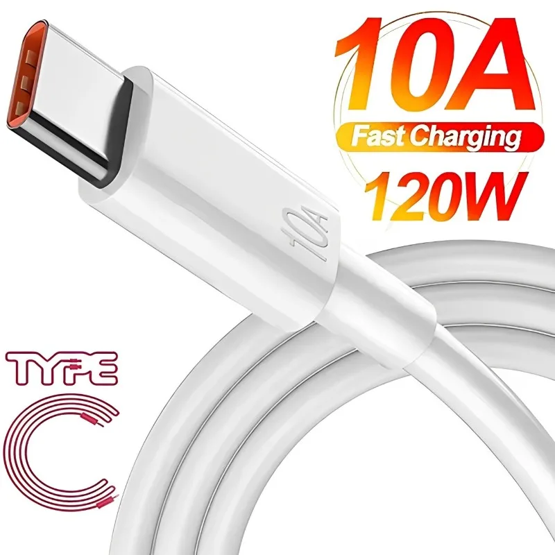 

10A Type C Fast Charging Cable for Huawei Mate 60 40 50 Mobile Phone Super Quick Charge USB C Cable Data Cord for Samsung Xiaomi