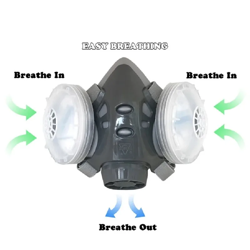 Dual Filter Dust-proof Respirator Reusable Half Face Dust Mask For Work Safety Carpenter Builder Polishing Daily Protection