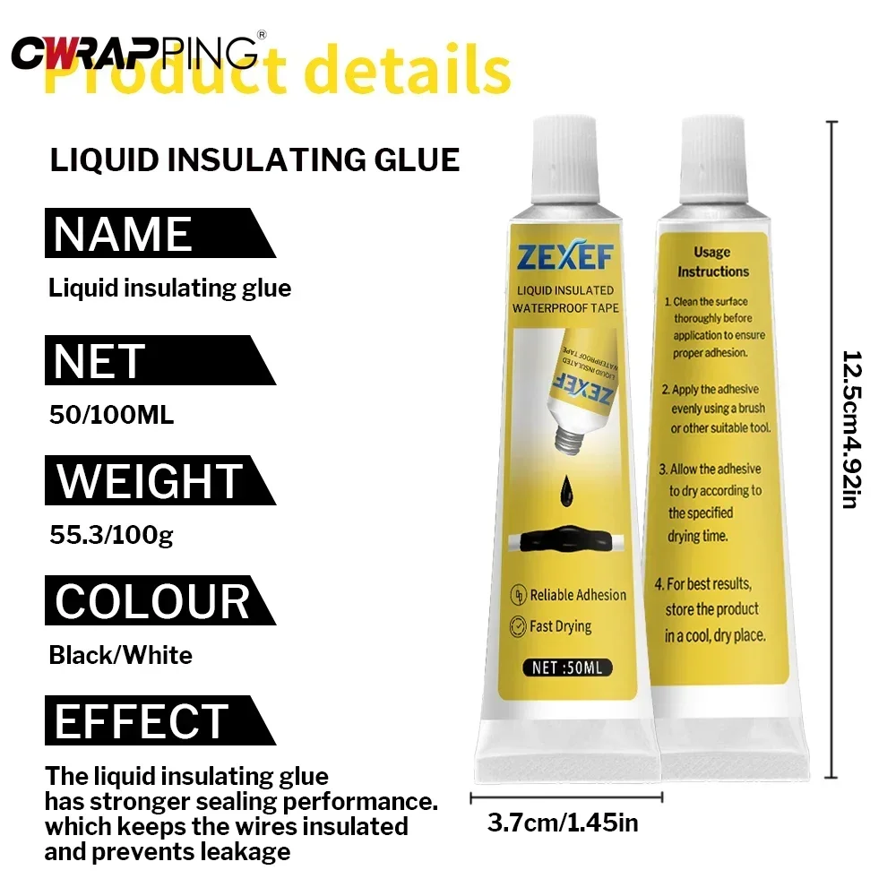 50/100ml Multifunctional Adhesive Motorcycle Repair Black and White Liquid Insulating Paste Spare Parts Protective Wire Tool