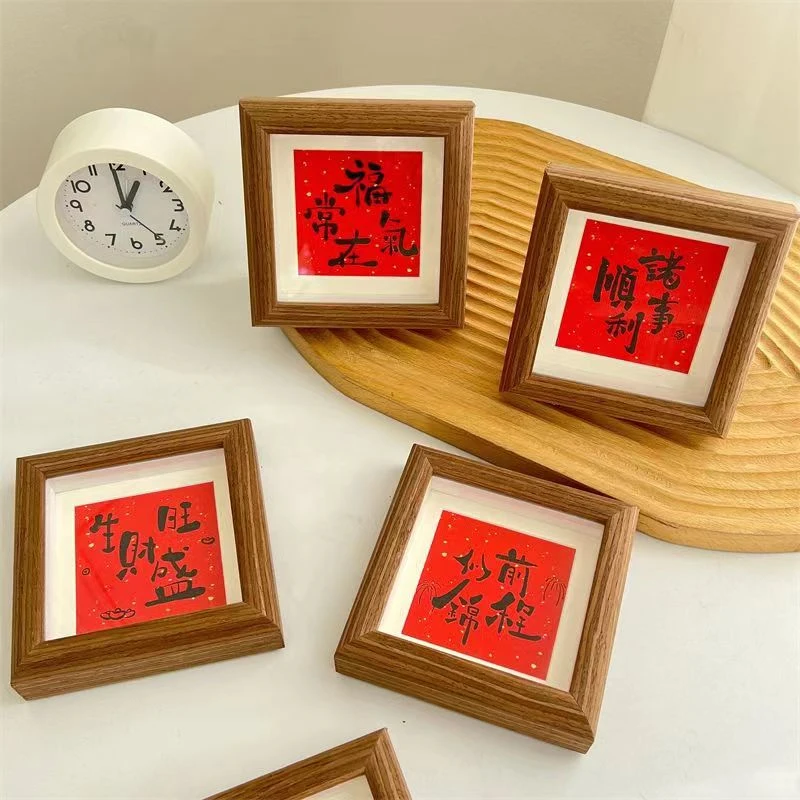 1PC/Lot Wood Photo Frame 4Inch Square Picture Frames Wall Hanging Holder Chinoiserie Decoration Custom Home Bedroom Living Room