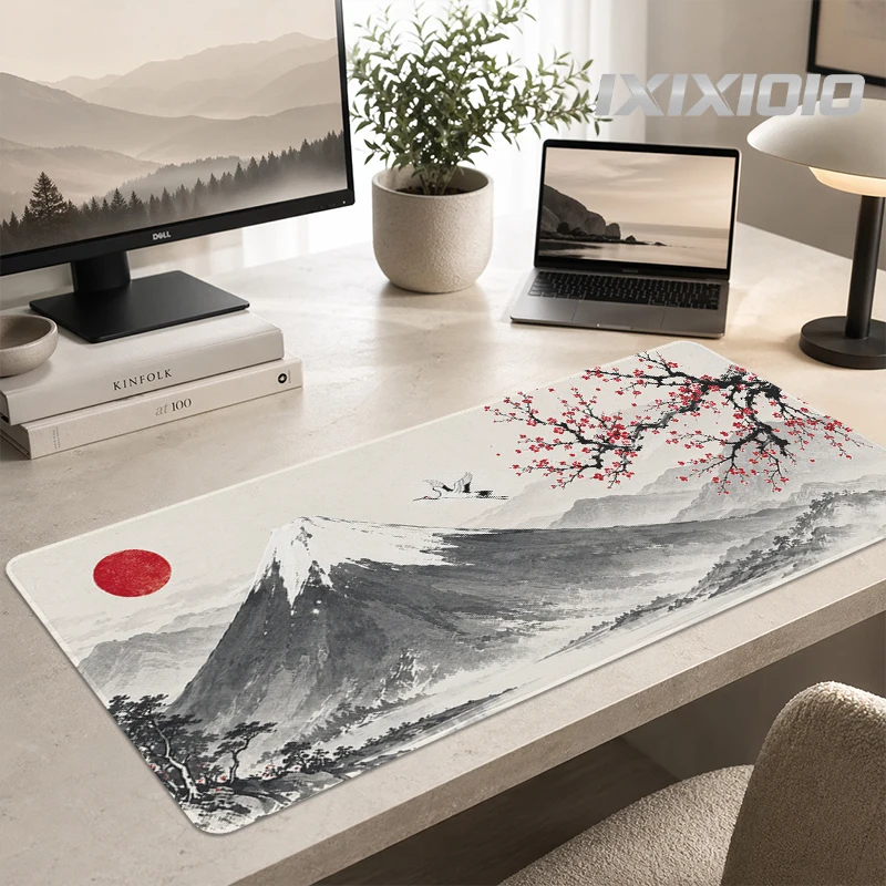 Mouse Pad Red Sun Fuji Sakura Scene Gaming printon demand HD Mousepad XXL keyboard pad Soft Carpet Non-Slip PC Table Mat
