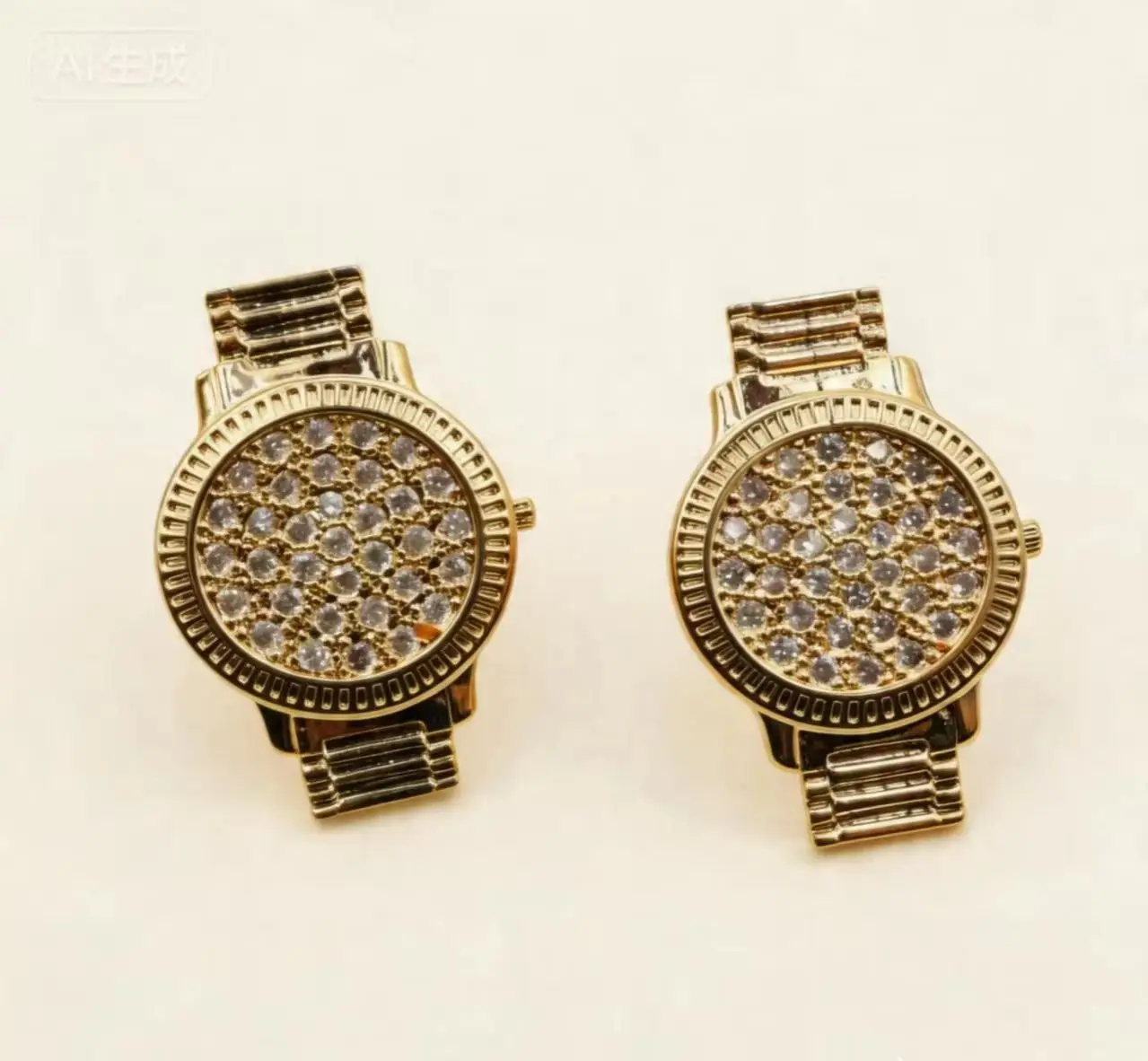 

18K gold-plated watch inspired zircon inlay, hypoallergenic lightweight earrings, party and holiday gifts, everyday luxury