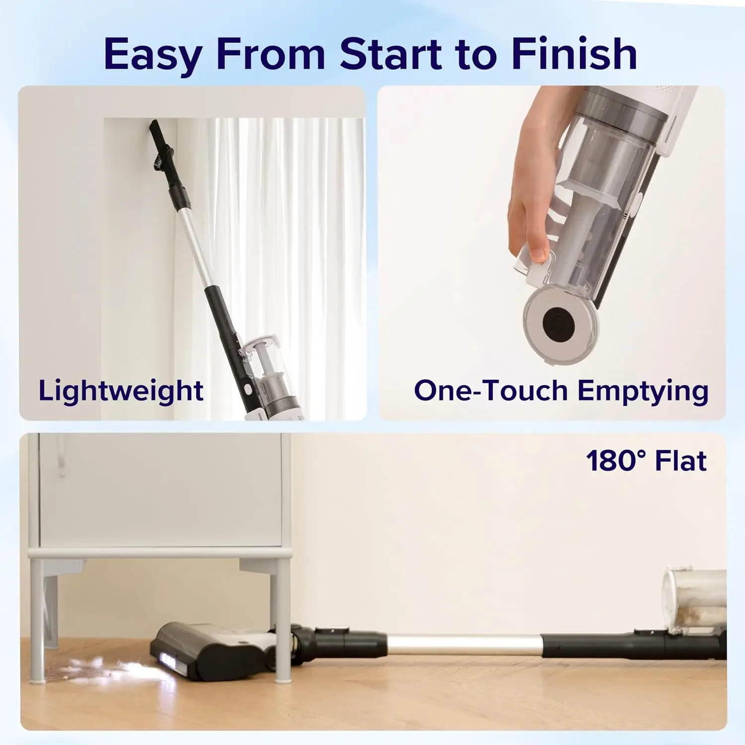 Cordless Vacuum Cleaner, Stick Vac with Tangle-Resistant Design, 50 Min Runtime, Powerful Suction, Lightweight, for Carpet & Hard Floor, Pet Hair view 6