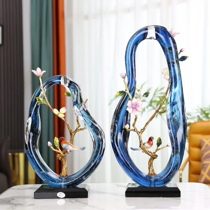 Enamel color blue transparent streamer ornament modern irregular home model room living room desktop decoration artwork