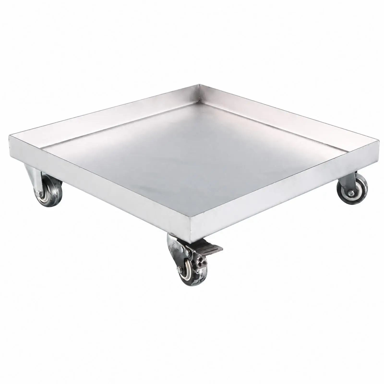 Heavy Duty Planter Tray with Rolling Casters Leak Resistant Sealed Base for Large Plants Mobile Stand Square Steel Pot Holder