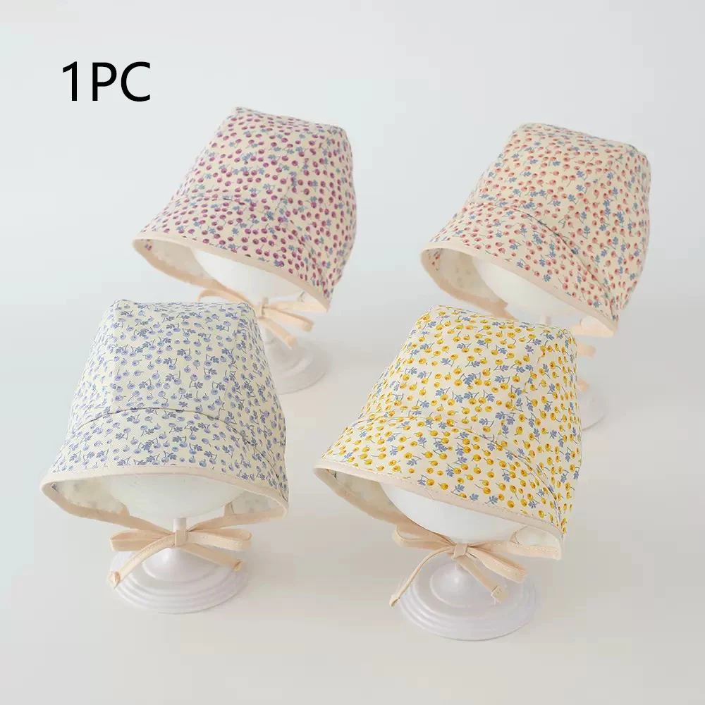

Spring Summer Floral Baby Sun Hat 1-3 Years Old Girls Large Brim Basin Hat Children's Fresh Style Court Hat UV Protection