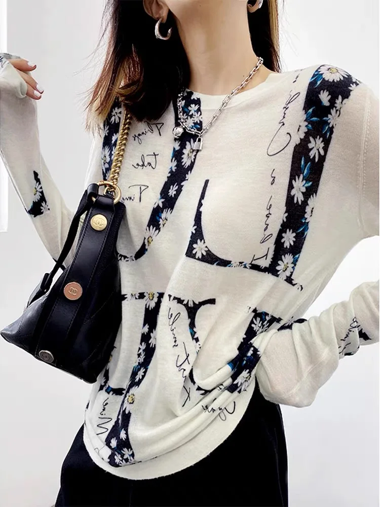 

2024 New Women 3D Spray painting LOVE Cashmere sweater Autumn and Winter Cashmere Knitted Loose O-Neck cashmere sweater Female
