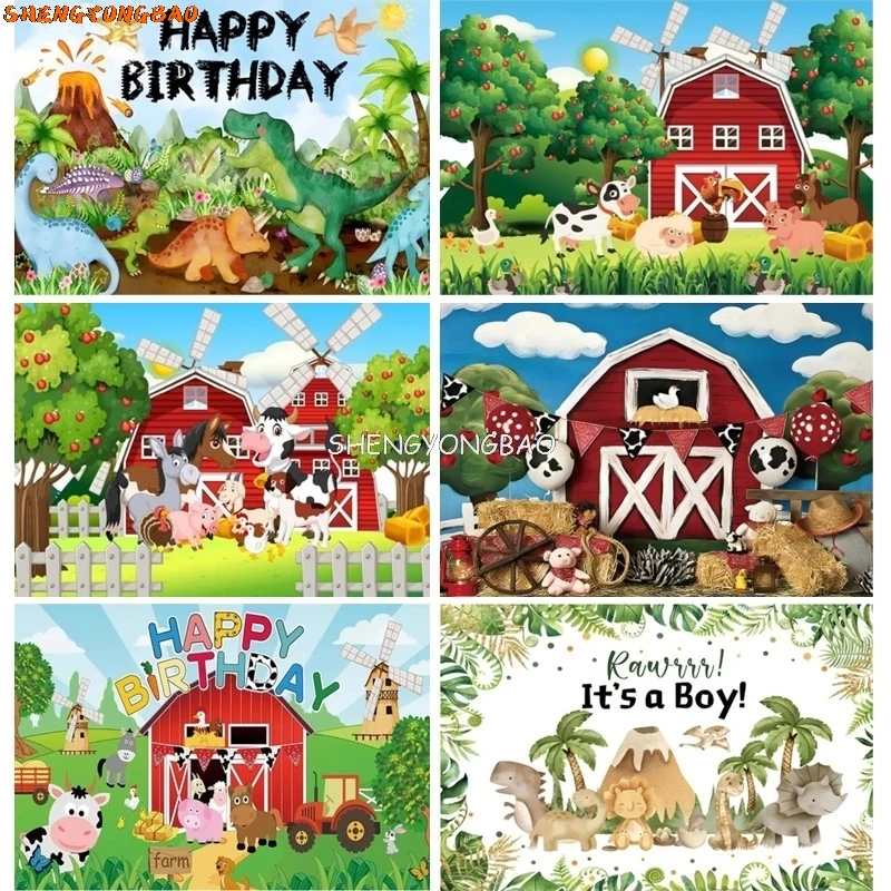 

Happy Birthday Party Decoration Newborn Photography Backdrop Props Photocall Baby Shower Excavator Photo Studio Background PK-17