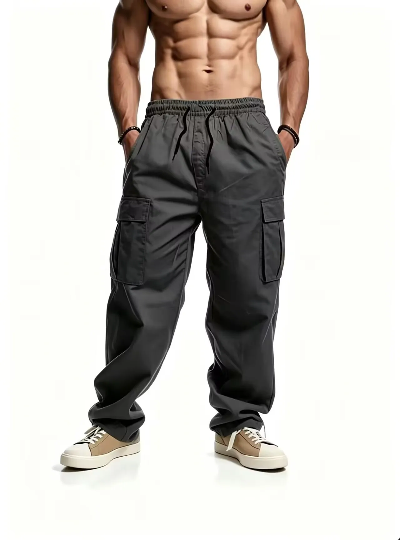 

2026Mens Casual Jogger Pants Relaxed Fit Cargo Pants Drawstring Sweatpants Hiking Outdoor Twill Sport Pants
