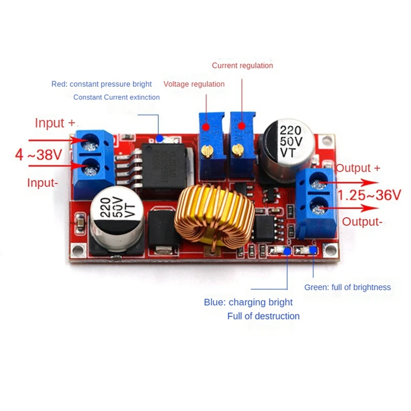 4Pcs XL4015 5A convertitore di alimentazione da CC a CC da 4-38V a 1.25-36V CC CV LED Driver scheda di ricarica modulo caricabatterie al litio