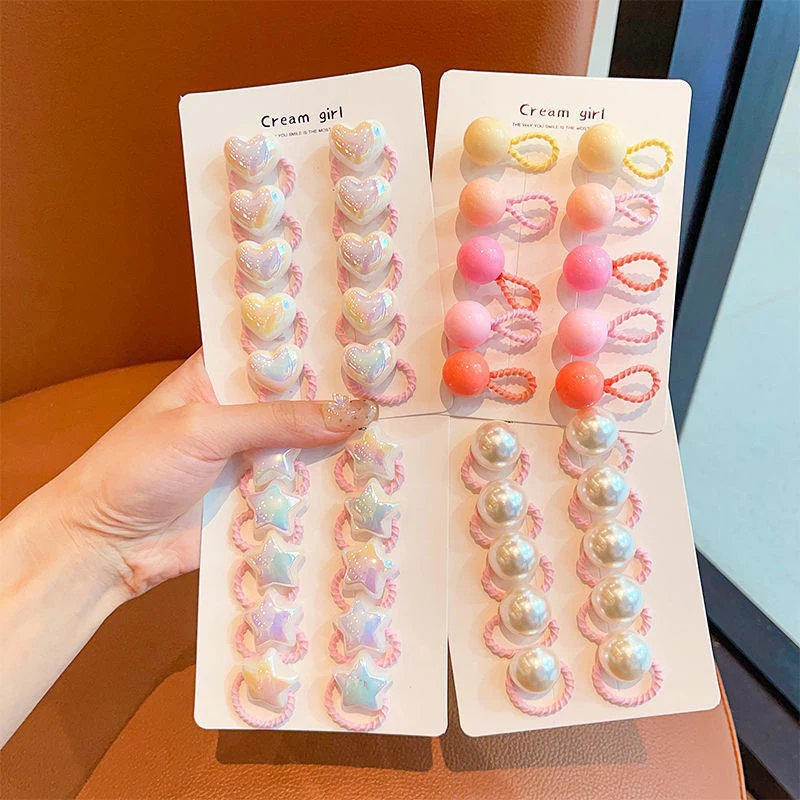 10 قطعة/المجموعة لطيف طفلة الشعر الحب العصابات الكرتون الحب القلب ستار العلاقات الشعر طفل مطاطا شريط مطاطي الاطفال الشعر الحبال أغطية الرأس