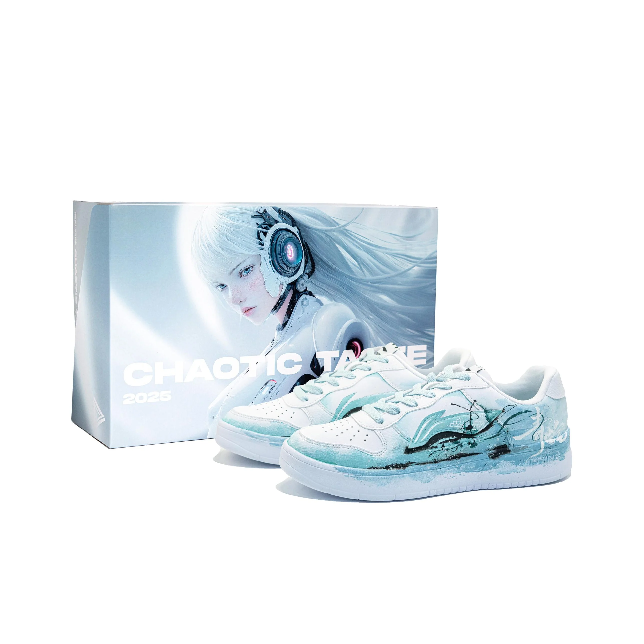 Li Ning Floating Boat Slip Resistant Abrasion Resistant Low top Skateboard Shoes Men's Blue White AGCS419-1Team197--Box