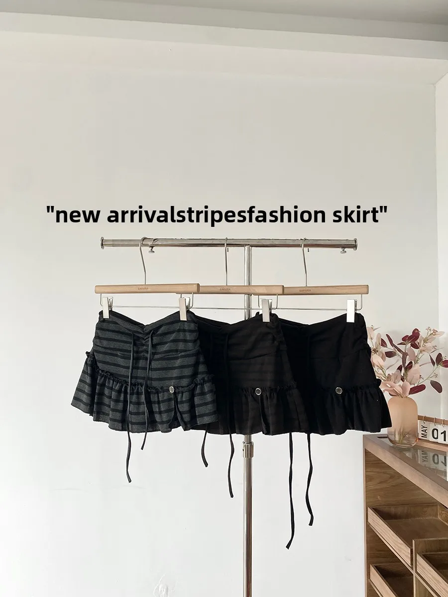 

Женская юбка трапециевидной формы с высокой талией и воланами с поясом, анти-легкая, летняя и осенняя модная корейская универсальная юбка ort