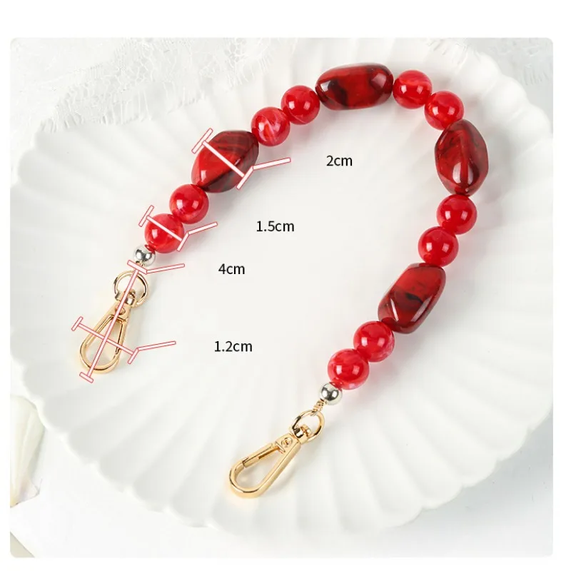 Replaceable Handbag Chain Resin Stone Bead Purse Bag Belt Phone Case Hanging Chain Extension Bead Chain Bag Parts Accessories
