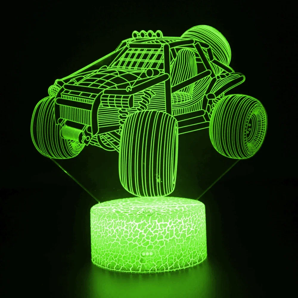 Tractor 3D Illusion Night Lamp 7 Color Changing Night Lights Table Desk Bedroom Decoration Birthday Christmas Gift for Kids Boys