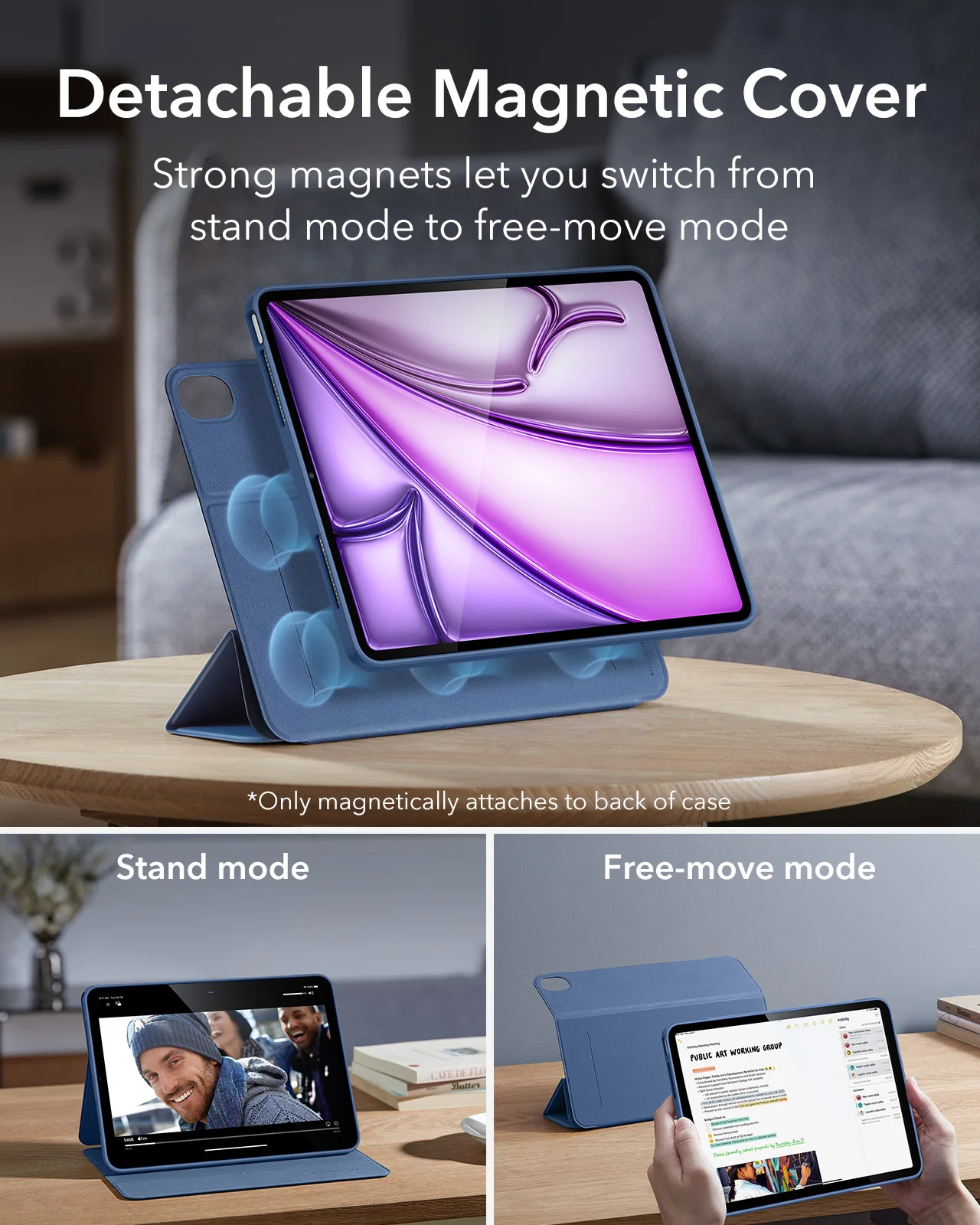 ESR for iPad Pro 12.9 Case(6th/5th)Magnetic Cover Adjustable Stand for iPad Pro 11 Inch Case(4th/3rd/2nd/1st)