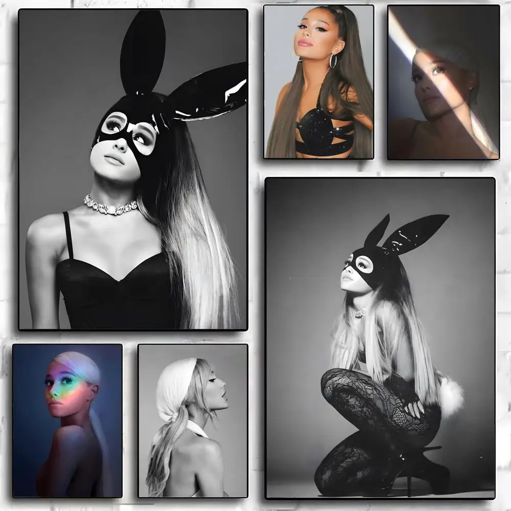 Póster de cantante A-Ariana Pop G-Grande, pegatinas de pared modernas y elegantes para decoración del hogar, arte de pared para sala de estar y dormitorio