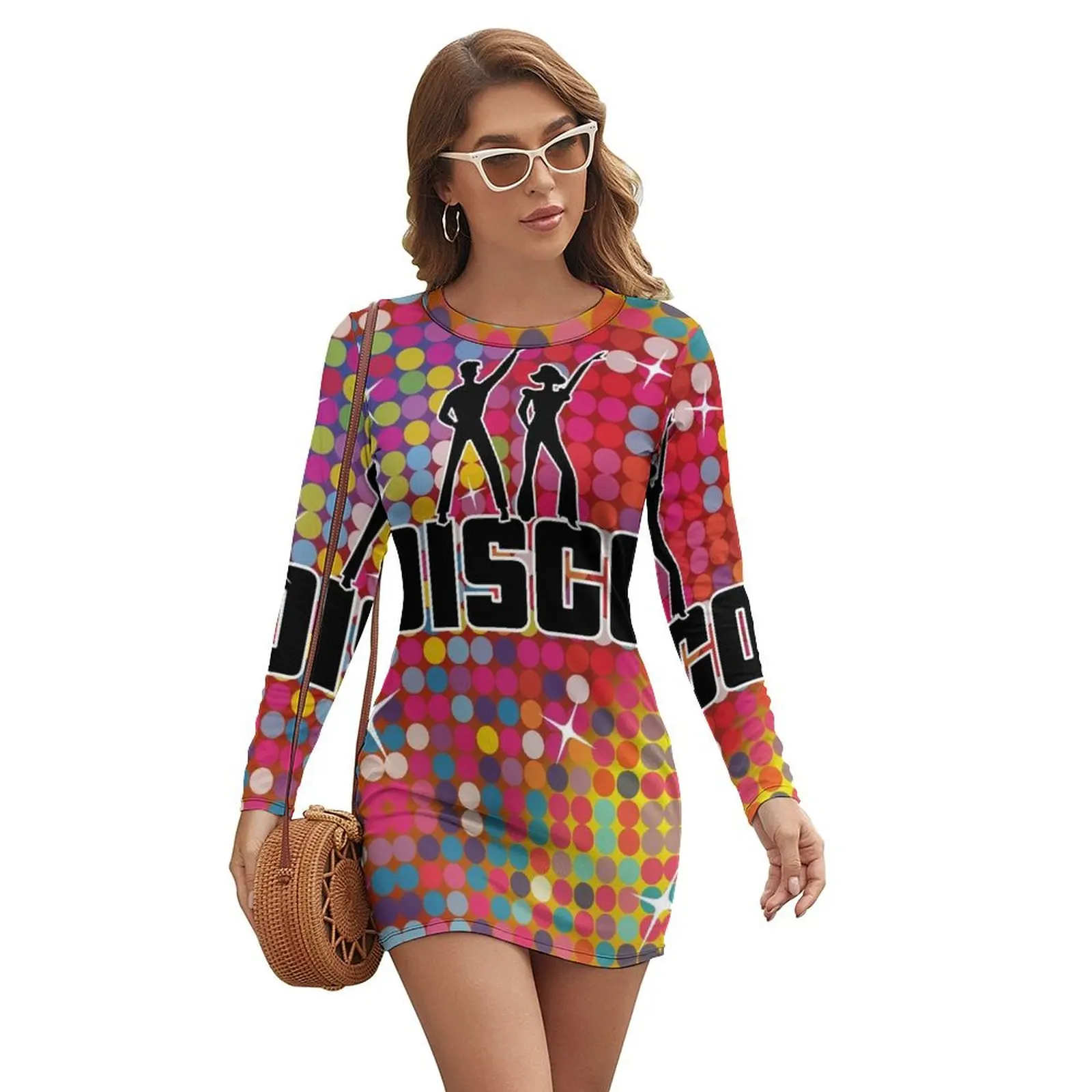 

Rainbow Glitter - Disco Ball Mosaics Sequin Pattern Long-sleeved Dress summer dresses ladies 2024 dresses korean style