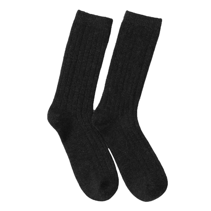 Autumn Winter High-End 100% Cashmere Socks Cold-Proof Warm Women Knitted Mid-Calf Socks Versatile Outer Wear Ins Long Socks